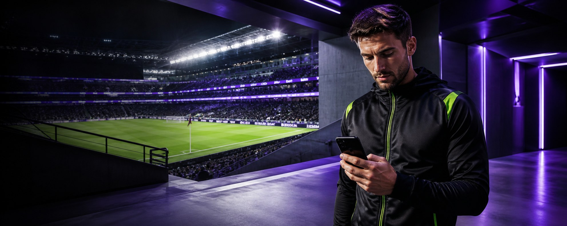 Athlete in an illuminated stadium