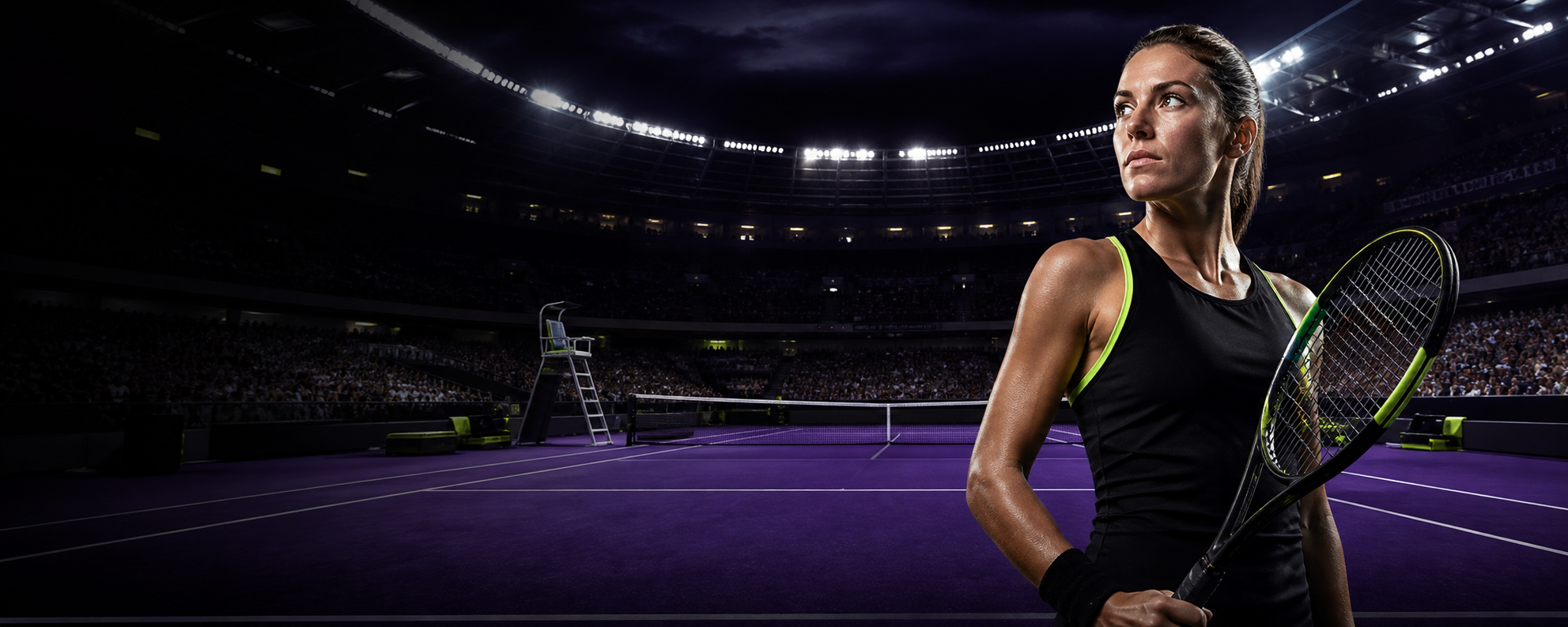 Athlete in an illuminated stadium