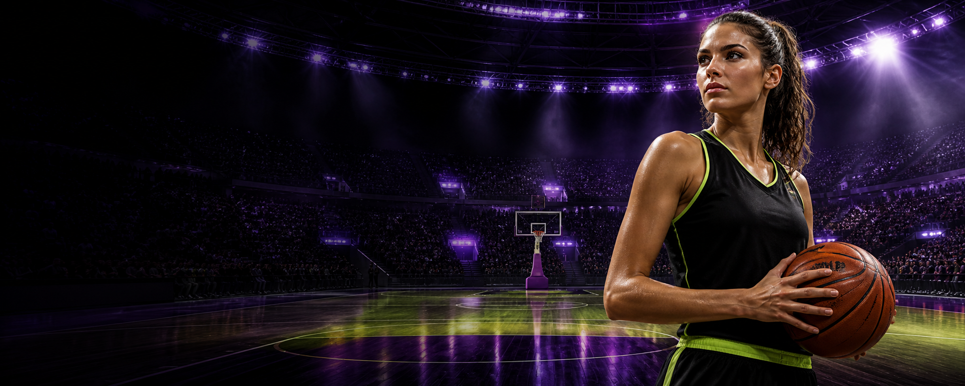 Athlete in an illuminated stadium